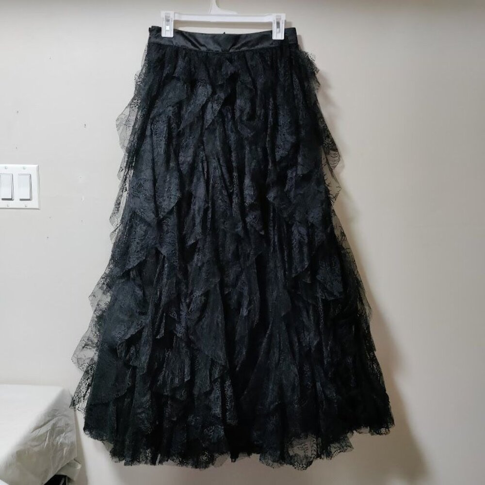 Aqua x Wicked NWT Whimsygoth Steampunk Witchy Y2K Lace Maxi Skirt Black Size M/L - Picture 4 of 14